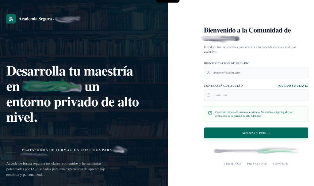 Vista de la Academia Online Segura - Vista 1