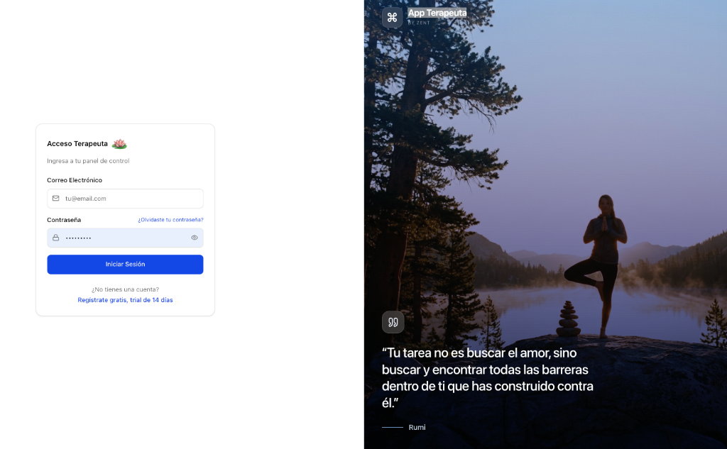 Vista de la App Terapeuta — Panel de control, Agenda y Pacientes - Vista 4