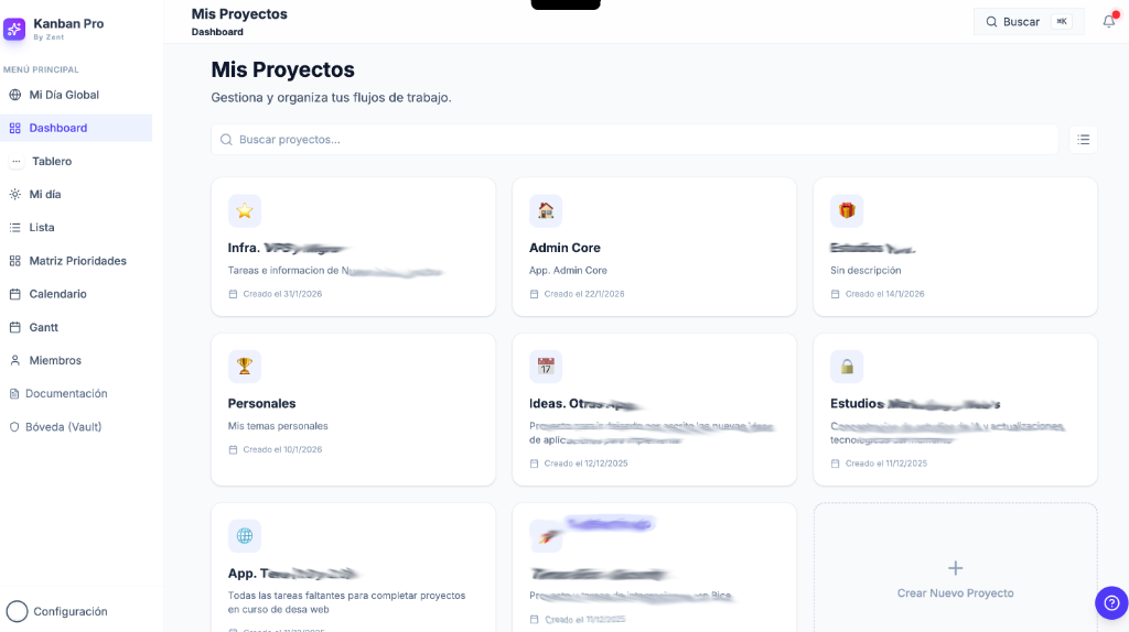 Vista de Kanban Pro - Inicio de Sesión - Vista 3