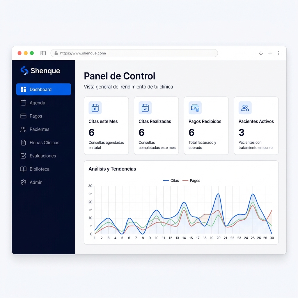 Vista de la App Terapeuta — Panel de control, Agenda y Pacientes - Vista 1